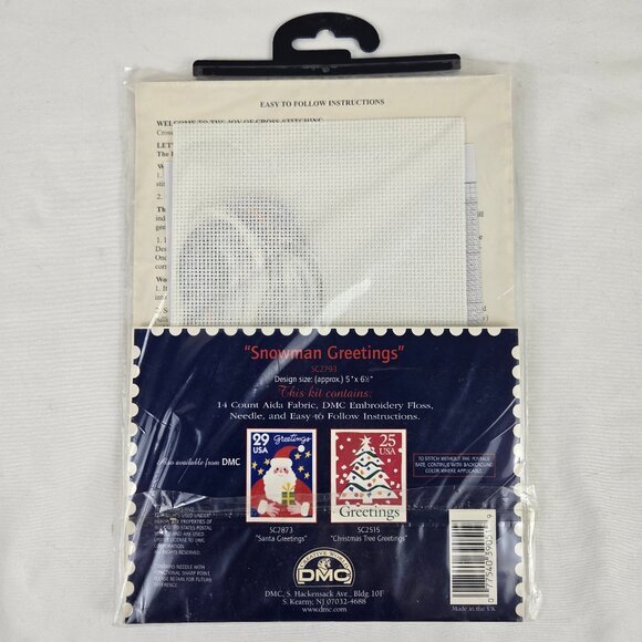DMC "Snowman Greetings" Counted Cross Stitch Kit US Postage Stamp Collection NWT - Picture 8 of 9